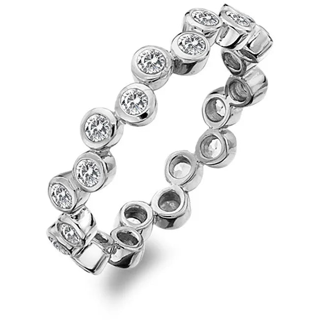 Luxury Silver Ring with Topaz and Oval Cut Diamond Geometric Statement Style 58mm Size Rhodium Plated-Willow DR208 Circuit
