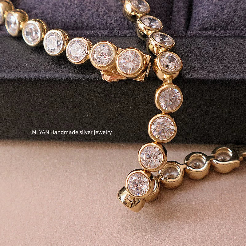 Miyan Bubble Bead Bracelet Diamond-Embedded Full of Crystals Light Luxury 925 Silver Versatile Daily Retro Vintage Bracelet Hand Jewelry Women