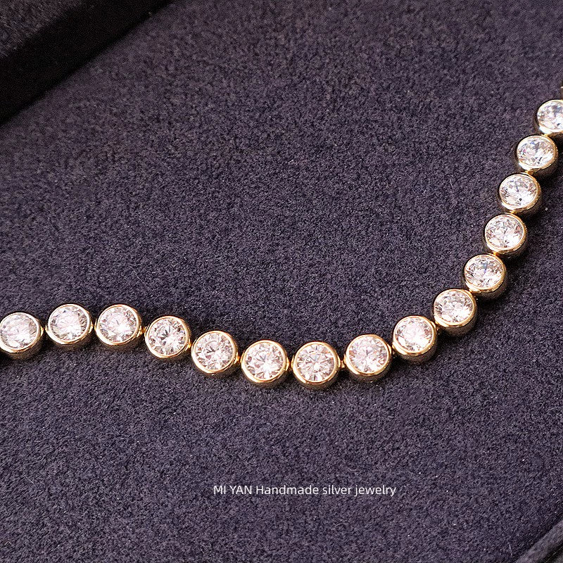 Miyan Bubble Bead Bracelet Diamond-Embedded Full of Crystals Light Luxury 925 Silver Versatile Daily Retro Vintage Bracelet Hand Jewelry Women