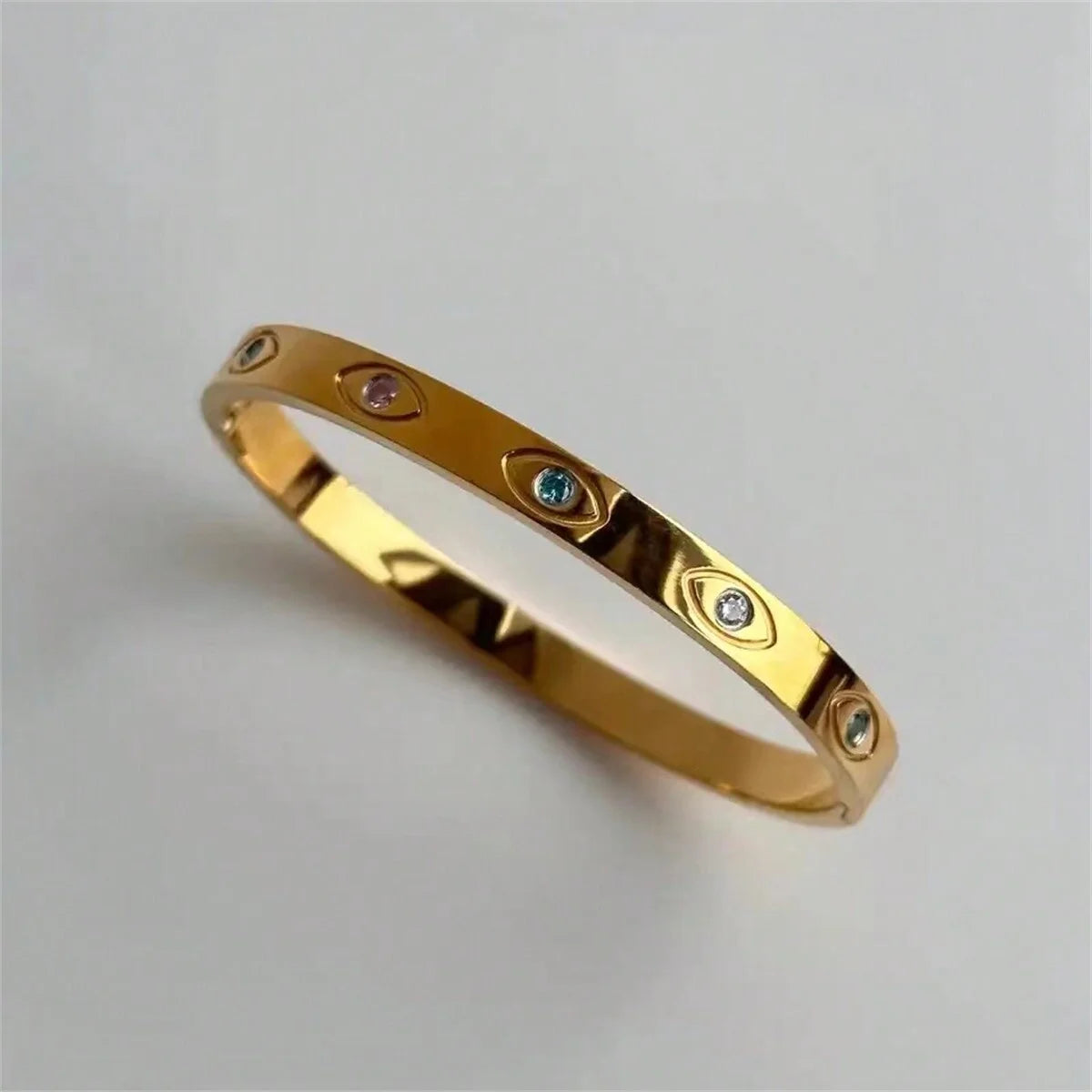 Vintage 18K Gold Plated Stainless Steel Sun Star Eye Bracelet & Bangle for Women Fashion Party Wedding Jewelry Gift