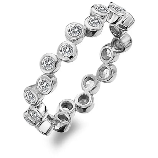 Luxury Silver Ring with Topaz and Oval Cut Diamond Geometric Statement Style 58mm Size Rhodium Plated-Willow DR208 Circuit